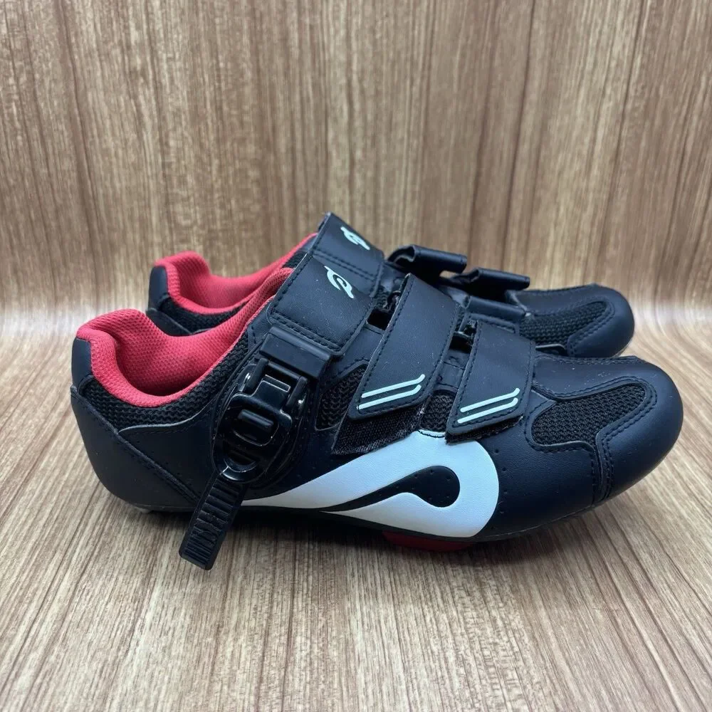 Peloton Cycling Women's Size‎ 7 EU 38 Black Red Leather Cleats Athletic Shoes
